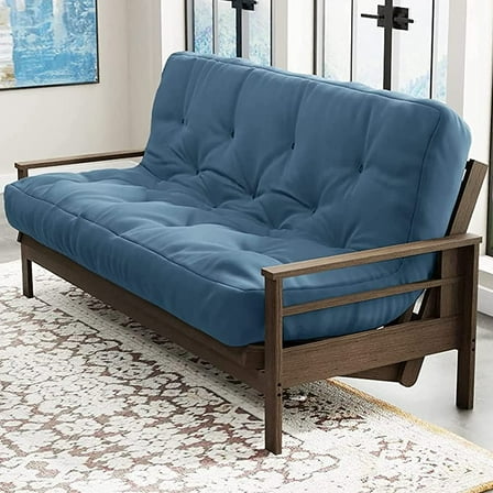 Loosh Home | 8" Full Size Futon Sofa Bed Memory Foam Mattress - USA Made, Mineral Blue, No Frame
