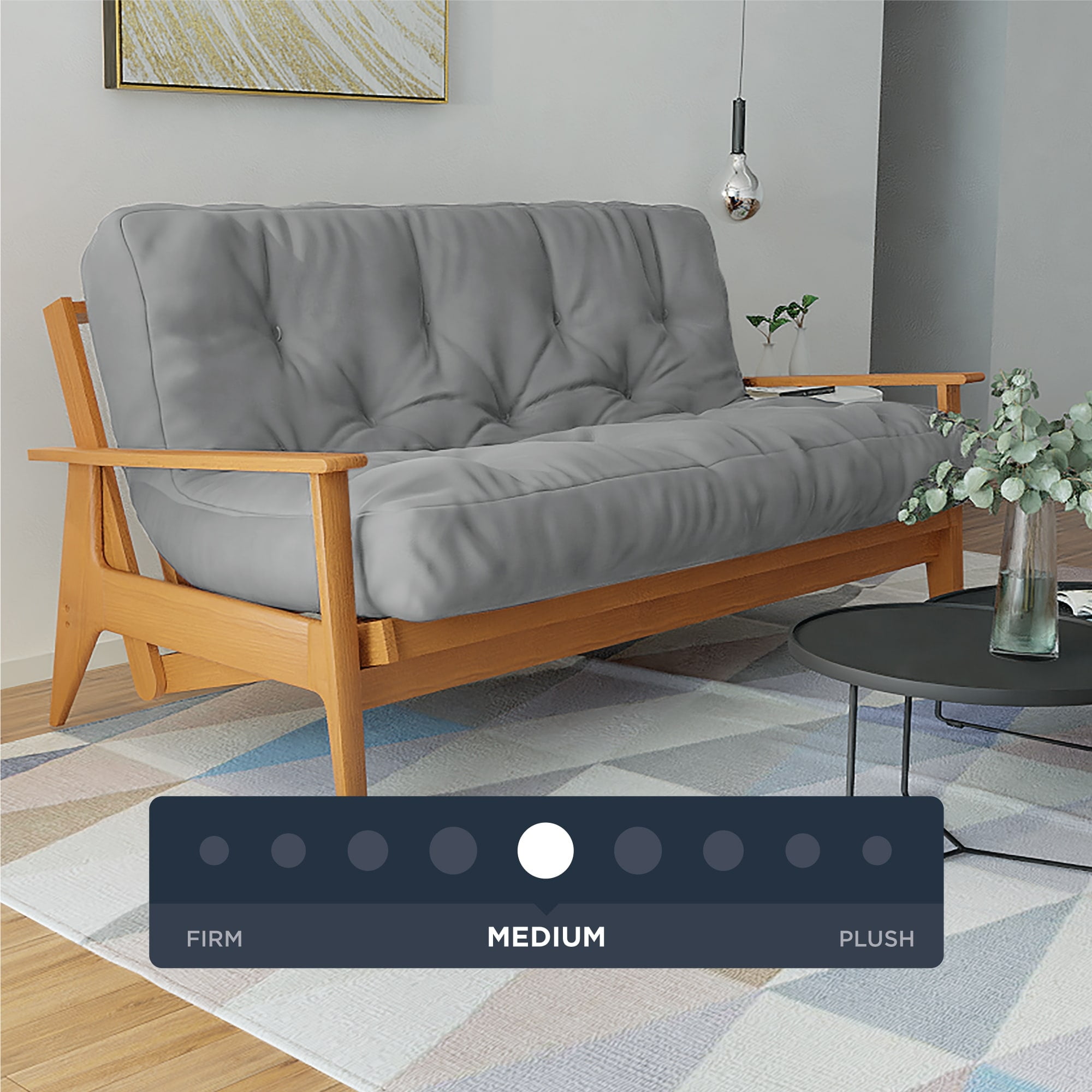 Full Size Gray Gel Memory Foam Futon Pad