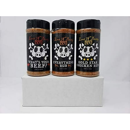 Loot N' Booty BBQ Rub Gift Box - What's Your Beef - Everything Rub - Gold Star Chicken Rub …