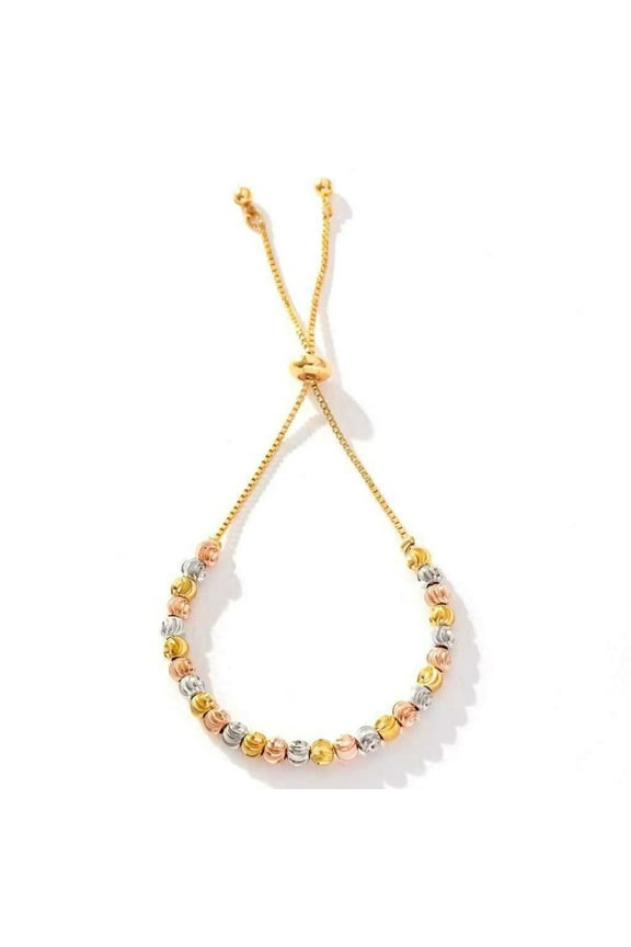 Gold Bracelets for Women Beaded Bracelet 18K Gold Plated Bracelet Strand Bead Ball Bracelet Set Stackable Bracelet Adjustable Bracelet Set Jewelry for Gifts