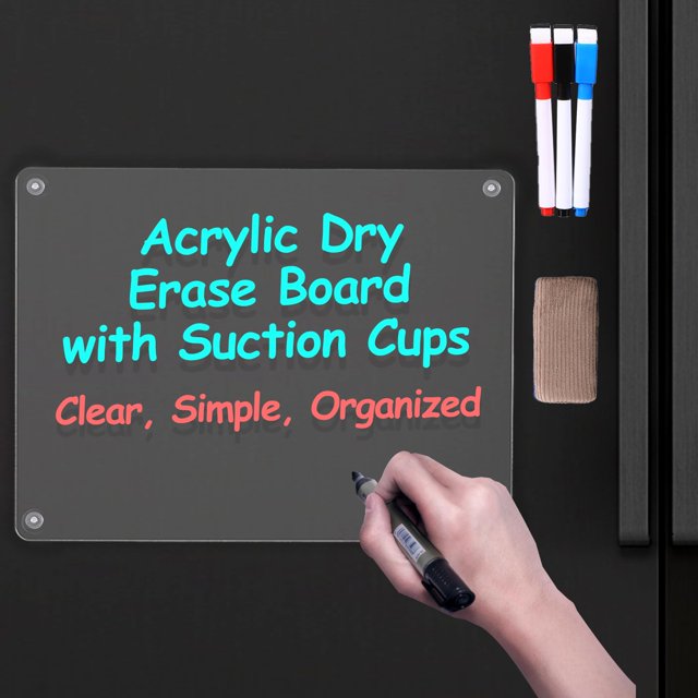 Loovelo Acrylic Whiteboard Dry Erase Board for Fridge with Suction Cups