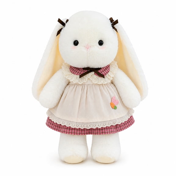 Lop Bunny Plush Doll, Cute Rabbit Stuffed Animal Gift with Dress for Room Decor