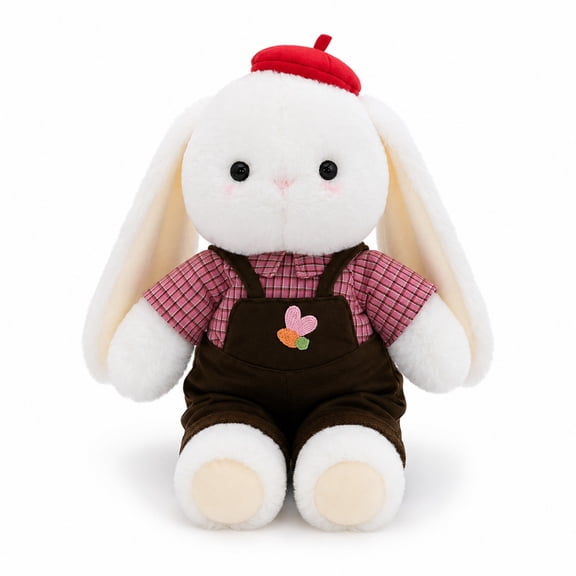 Lop Bunny Plush Doll, Cute Rabbit Stuffed Animal Gift with Dress for Room Decor