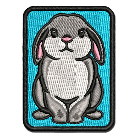 Lop Eared Bunny Rabbit Applique Multi-Color Embroidered Hook & Loop Patch - 2.0 Inch Mini