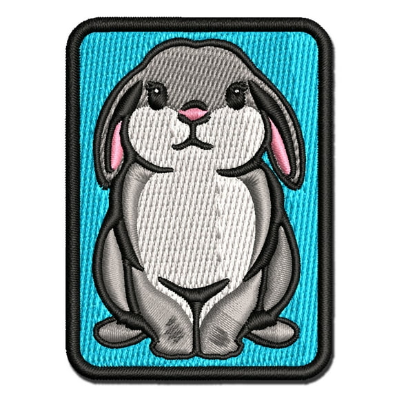 Lop Eared Bunny Rabbit Applique Multi-Color Embroidered Iron-On Patch - 2.0 Inch Mini