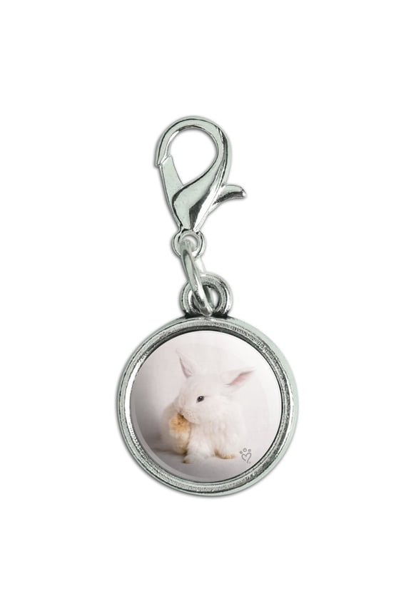 Lop Ears Miniature Bunny Rabbit Antiqued Bracelet Pendant Zipper Pull Charm with Lobster Clasp