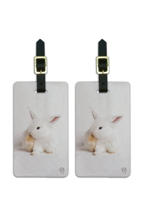 Lop Ears Miniature Bunny Rabbit Luggage ID Tags Suitcase Carry-On Cards - Set of 2