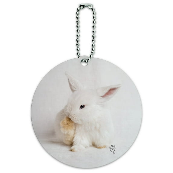 Lop Ears Miniature Bunny Rabbit Round Luggage ID Tag Card Suitcase Carry-On