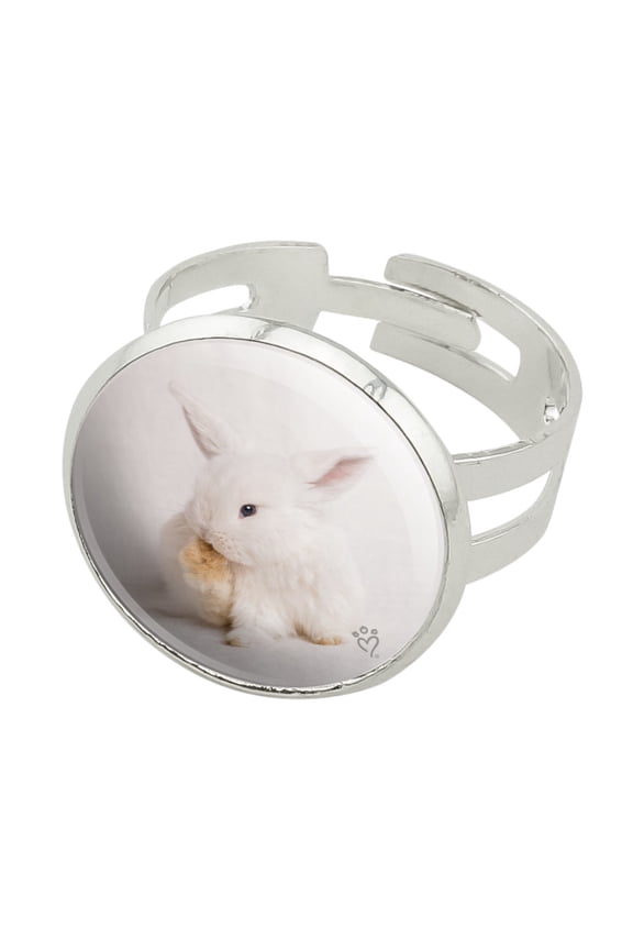 Lop Ears Miniature Bunny Rabbit Silver Plated Adjustable Novelty Ring