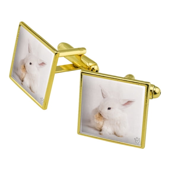 Lop Ears Miniature Bunny Rabbit Square Cufflink Set - Silver or Gold
