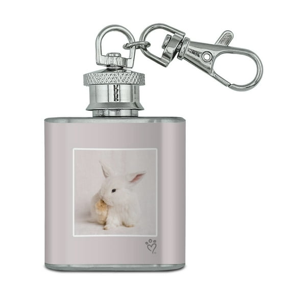 Lop Ears Miniature Bunny Rabbit Stainless Steel 1oz Mini Flask Key Chain