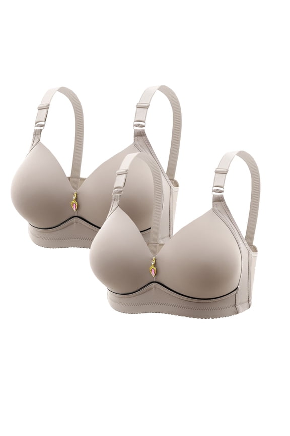 2 Pack Plus Size Wireless Women Bra Rhinestone Pendant Strong Support Push Up Bra Comfort Full Cup Underwear