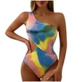 thumbnail image 1 of Lopeceal Beach Swimsuit Sexy One-Shoulder Swimsuit Tie Dye Bathing Suit Cutout Tummy Control Swimwear, 1 of 6