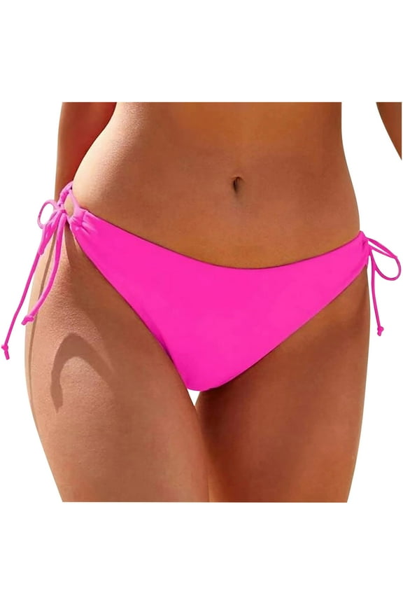 Bikini Bottoms for Women Moderate Coverage String Bathing Suit Bottom Summer Side Tie Low Rise Swim