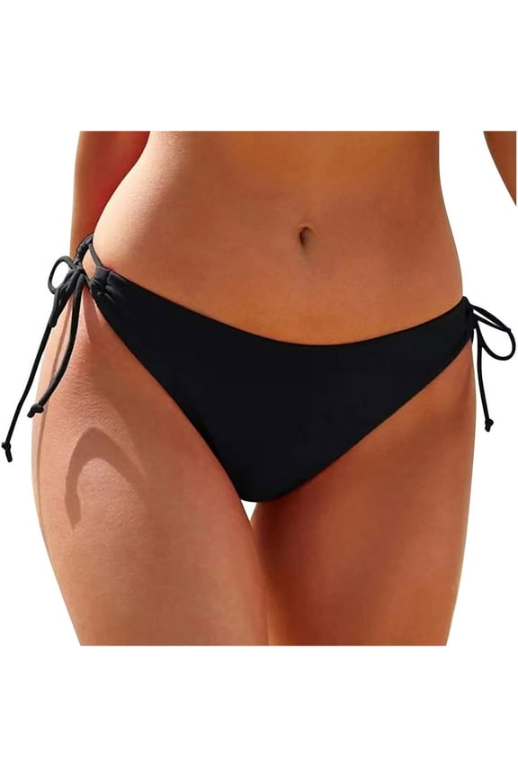 Bikini Bottoms for Women Moderate Coverage String Bathing Suit Bottom Summer Side Tie Low Rise Swim