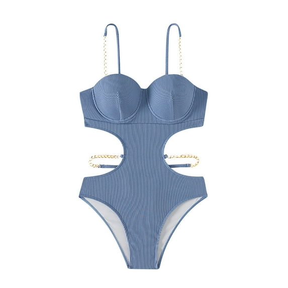 Lopeceal Bikini Swimsuit for Women, Suspender Push Up Cutout Bodycon Swimwear, One Piece Modest Bathing Suits