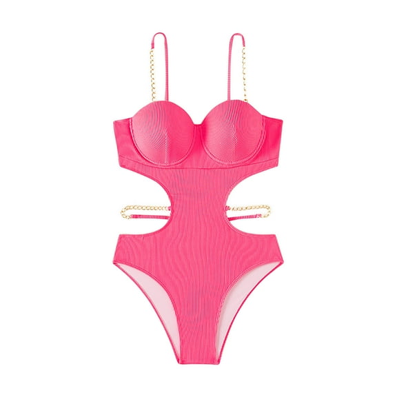 Lopeceal Bikini Swimsuit for Women, Suspender Push Up Cutout Bodycon Swimwear, One Piece Modest Bathing Suits