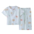 thumbnail image 1 of Lopeceal Girls 2 Piece Homewear Outfit Printed Button Down Crew Neck Short Sleeve and Long pajama pants Soft Comfortable 6M-12Y, 1 of 5