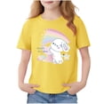 thumbnail image 1 of Lopeceal Girls Short Sleeve Graphic T-Shirt Rabbit Rainbow Printed Crew Neck Pullover Tops Cute Sweet Casual Summer Shirt 2-13Y, 1 of 6