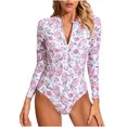 thumbnail image 1 of Lopeceal Long Sleeve Swimsuits Women Teen Girls Rash Guard UPF 50+ One Piece Surfing Modest Full Coverage Bathing Suit, 1 of 8