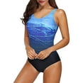 thumbnail image 1 of Lopeceal One Piece Swimsuit Women Criss Cross Back Color Block Print Bathing Suits Athletic Modest Swimwear, 1 of 7