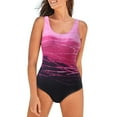 thumbnail image 1 of Lopeceal One Piece Swimsuit Women Criss Cross Back Color Block Print Bathing Suits Athletic Modest Swimwear, 1 of 6