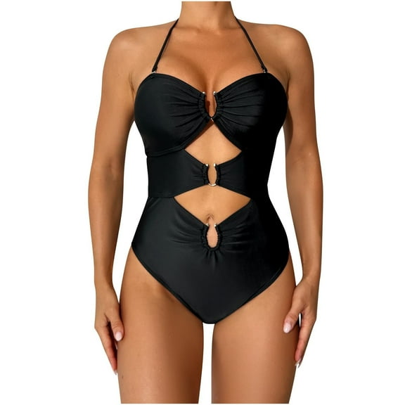 Lopeceal One Piece Swimsuit for Women Ring Linked Monokini Sexy Bathing Suit Cutout Swim Suit