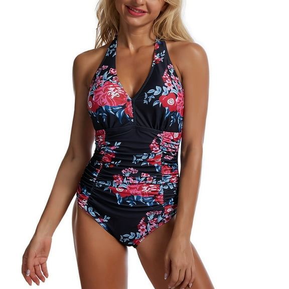 Lopeceal One Piece Swimsuits with Ruching Bathing Suits Tummy Control Beach Swimwear