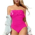 thumbnail image 1 of Lopeceal Strapless One Piece Swimsuits for Women Tummy Control Bandeau Bathing Suits Ruffle Slimming Swimwear, 1 of 4