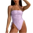 thumbnail image 1 of Lopeceal Tummy Control Swimwear Strapless One Piece Swimsuit Ruched Bathing Suits for Women Slimming Bandeau Tube Top Bikini, 1 of 6