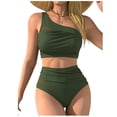 thumbnail image 1 of Lopeceal Two Piece Bikini Sets for Women One Shoulder Mesh Sheer Sexy Swimsuit Ruched High Waisted Tummy Control Bottom, 1 of 4