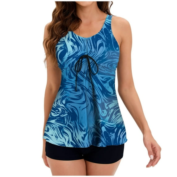 Lopeceal Two-Piece Sets Flowy Pattern Boy Shorts, Swimsuit (Women’s)