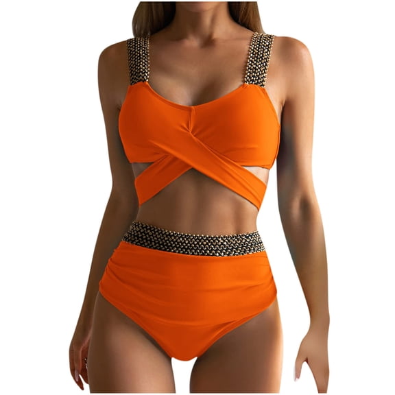 Lopeceal Two Piece Tummy Control Bikini Swimsuits for Women High Waisted Bathing Suit with Full Coverage Bikini Bottom