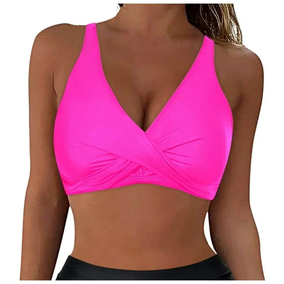 Lopeceal Women Bikini Top Only - Push Up Large Bust Swimsuit Top Twist Front Bathing Suit