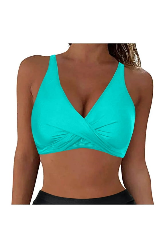 Women Bikini Top Only - Push Up Large Bust Swimsuit Top Twist Front Bathing Suit
