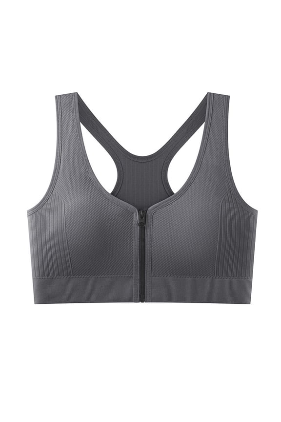 Women Front Zipper Sports Bra Shockproof Quick Dry Lightweight Sweat Wicking Breathable Fabric Racerback Bra