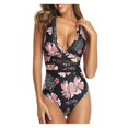thumbnail image 1 of Lopeceal Women Halter Plunge V Neck One Piece Swimsuits Sexy Mesh Hollow Out Bathing Suits, 1 of 7