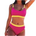 thumbnail image 1 of Lopeceal Women High Waisted Bikini Set Cute Bikinis for Teen Girl Sports Color Block Swimsuit 2 Piece High Cut Bathing Suit, 1 of 4