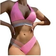 thumbnail image 1 of Lopeceal Women High Waisted Bikini Sets Tummy Control Swimsuits Color Block Two Piece Drawstring Bathing Suit, 1 of 8