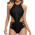thumbnail image 1 of Lopeceal Women One Piece Sexy Mesh Swimsuit High Neck Halter Cutout Monokini Swimwear, 1 of 7