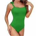thumbnail image 1 of Lopeceal Women One Piece Swimsuit Solid Ribbed Monokini Swimwear Scoop Neck Low Back Bathing Suit, 1 of 7