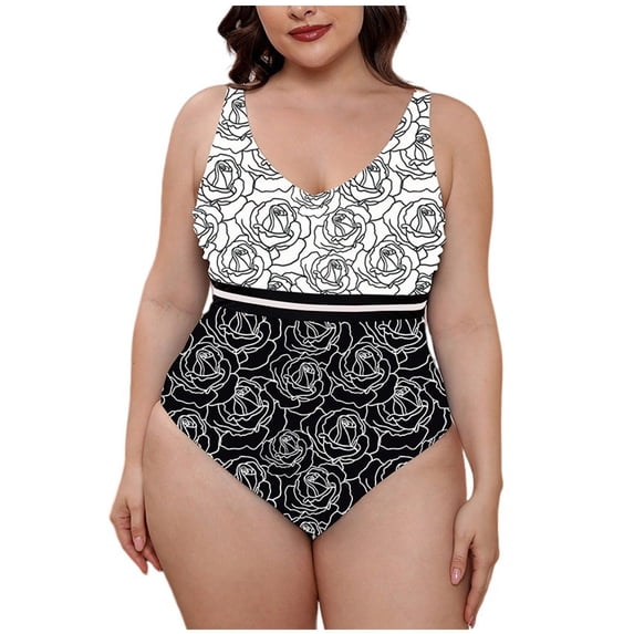 Lopeceal Women Plus Size One Piece Swimsuits Tummy Control Bathing Suits V Neck Ruched Swimwear