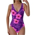 thumbnail image 1 of Lopeceal Women Ribbed One Piece Swimsuit Swim Suits V Neck Bathing Suits High Cut Adjustable Strap Monokini Swimwear, 1 of 6
