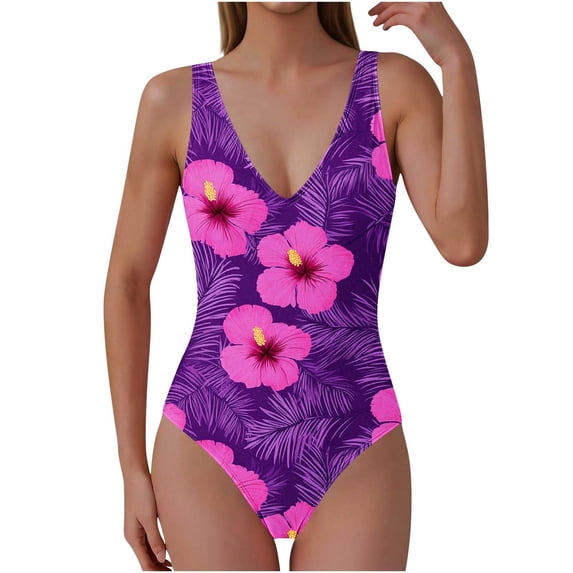 Lopeceal Women Ribbed One Piece Swimsuit Swim Suits V Neck Bathing Suits High Cut Adjustable Strap Monokini Swimwear