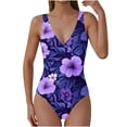 thumbnail image 1 of Lopeceal Women Ribbed One Piece Swimsuit Swim Suits V Neck Bathing Suits High Cut Adjustable Strap Monokini Swimwear, 1 of 7