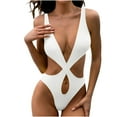 thumbnail image 1 of Lopeceal Women Sexy V Neck Criss Cross Monikini One Piece Swimsuit for Women Bathing Suits with Cutout Back Tummy Control Swimwear, 1 of 7