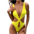 thumbnail image 1 of Lopeceal Women Sexy V Neck Criss Cross Monikini One Piece Swimsuit for Women Bathing Suits with Cutout Back Tummy Control Swimwear, 1 of 8