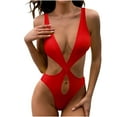 thumbnail image 1 of Lopeceal Women Sexy V Neck Criss Cross Monikini One Piece Swimsuit for Women Bathing Suits with Cutout Back Tummy Control Swimwear, 1 of 7