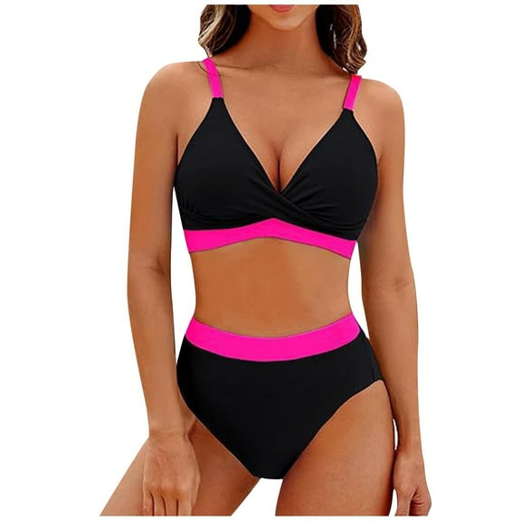 Lopeceal Women Two Piece Bathing Suits Push Up Bikini Set Halter Swimsuit Vintage Swimwear