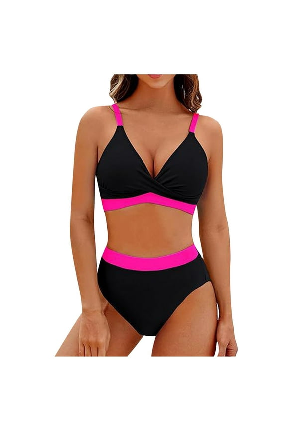 Women Two Piece Bathing Suits Push Up Bikini Set Halter Swimsuit Vintage Swimwear